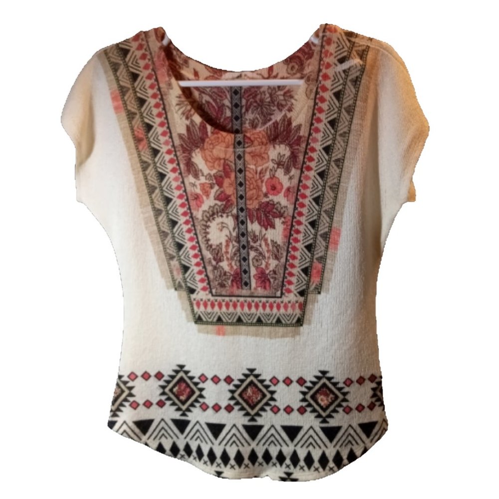 Floral & Tribal Printed Knit Tunic Sz MED